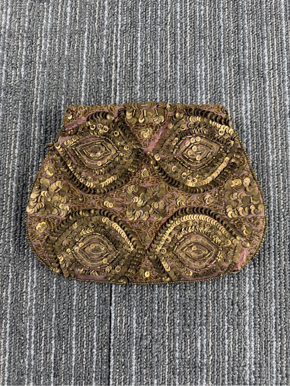 Gold Sequin Beaded Evening Clutch - Women Bags- missing strap